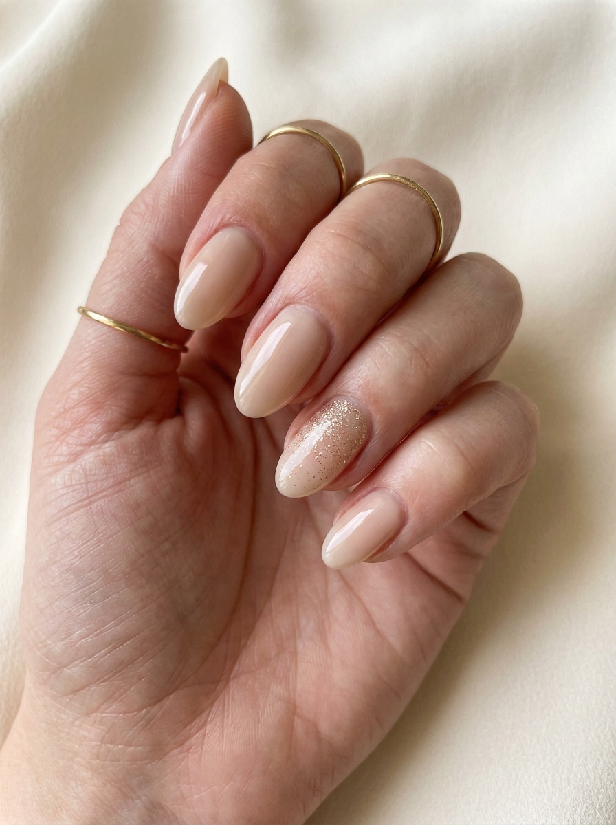 Gold Glitter Accent Nails als Goldene Nägel Inspiration 2026